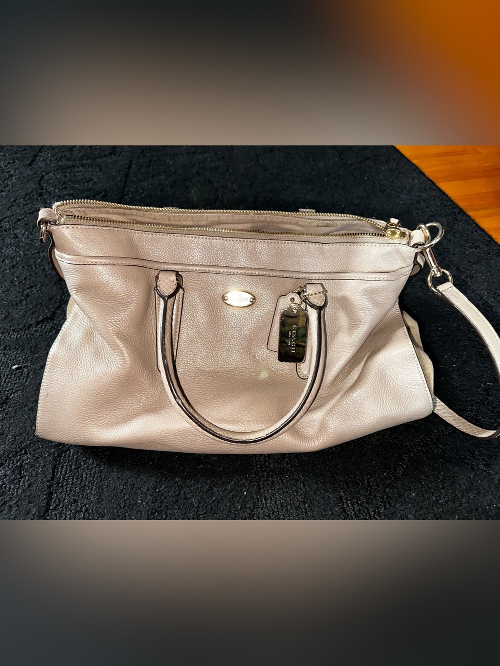 COACH F36125 14" MORGAN SATCHEL HANDBAG PEBBLE LEATHER Exotic Trim